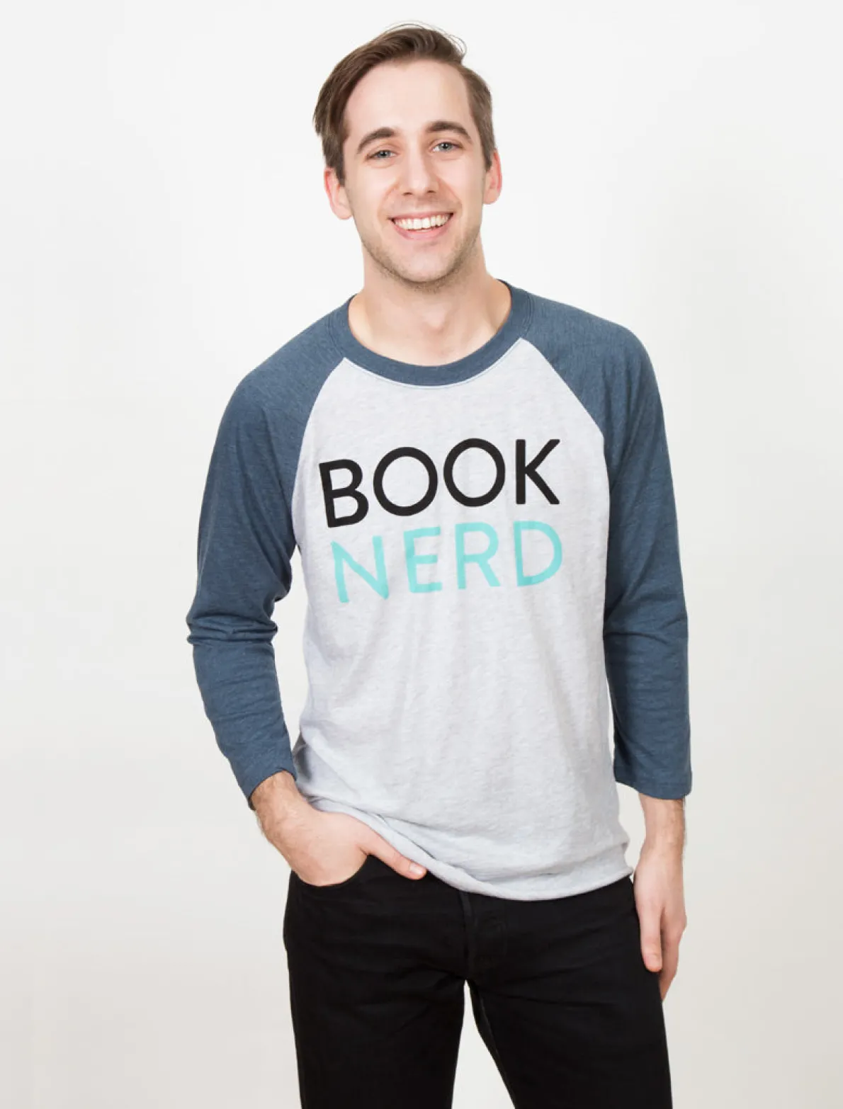 Book Nerd Unisex 3/4-Sleeve Raglan
