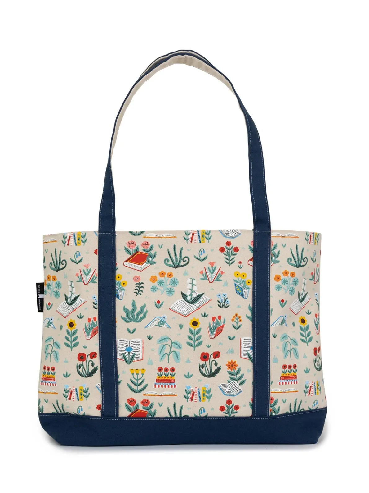 Books & Blooms large zippered tote