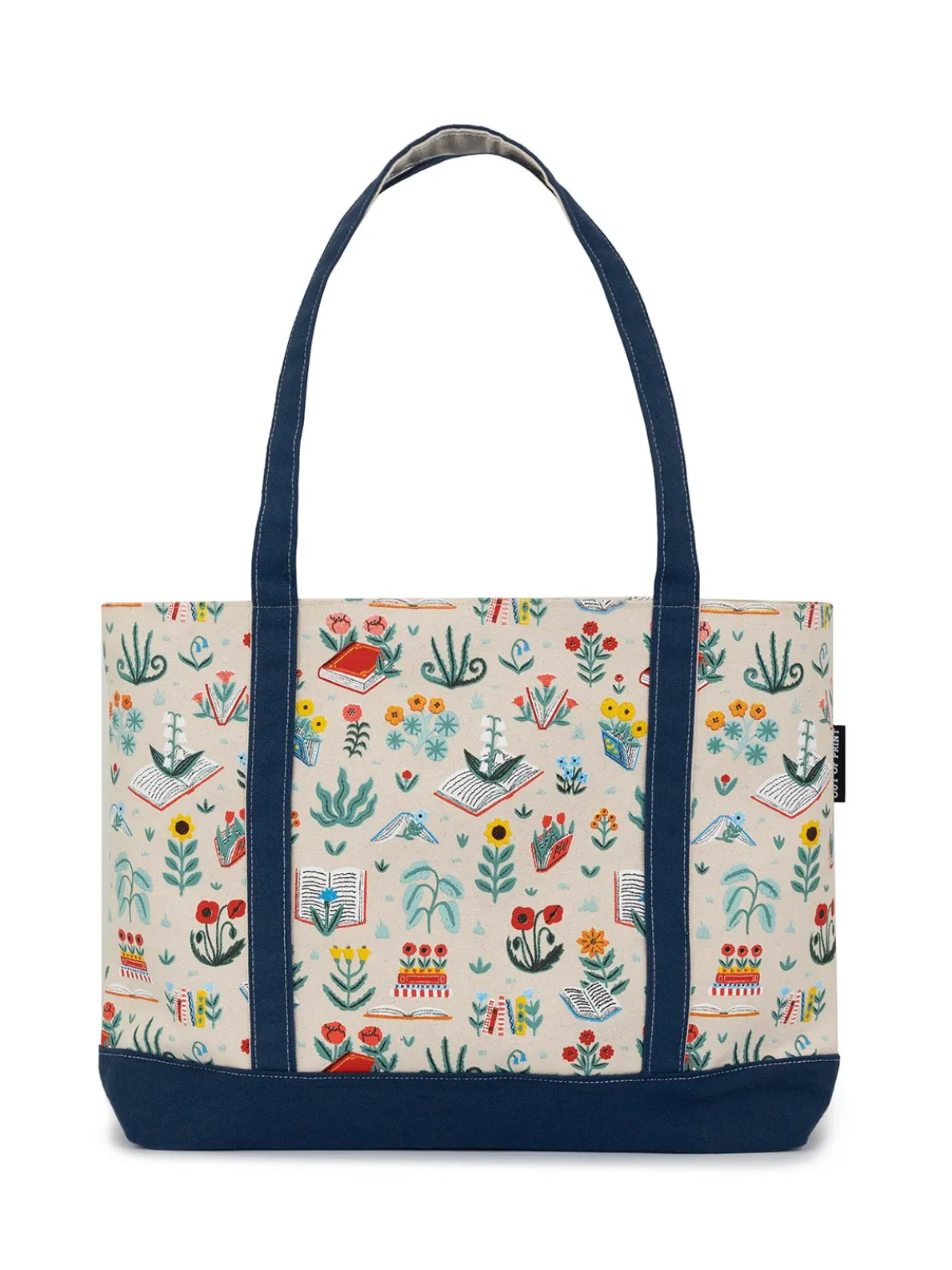 Books & Blooms large zippered tote