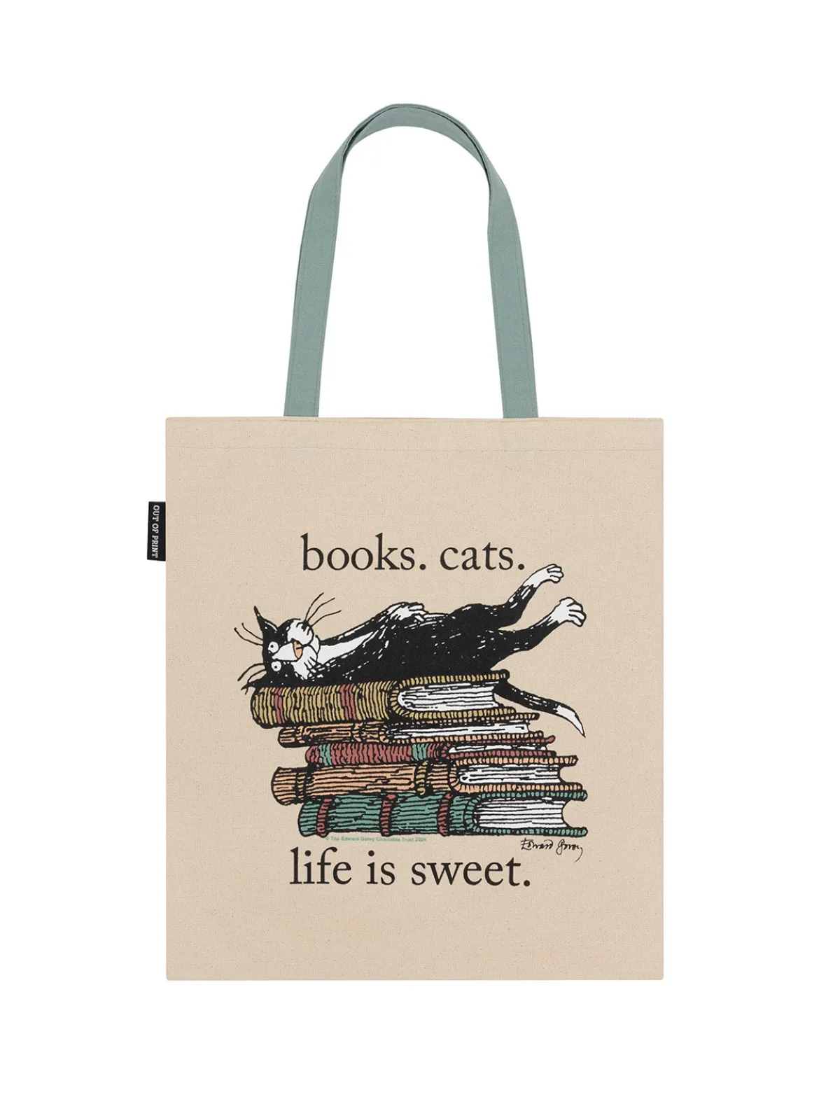 Books. Cats. Life is Sweet. tote bag