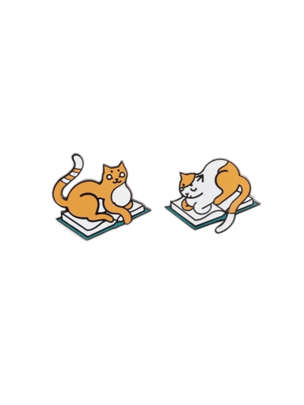 Curl Up with Books And Cats enamel pin set