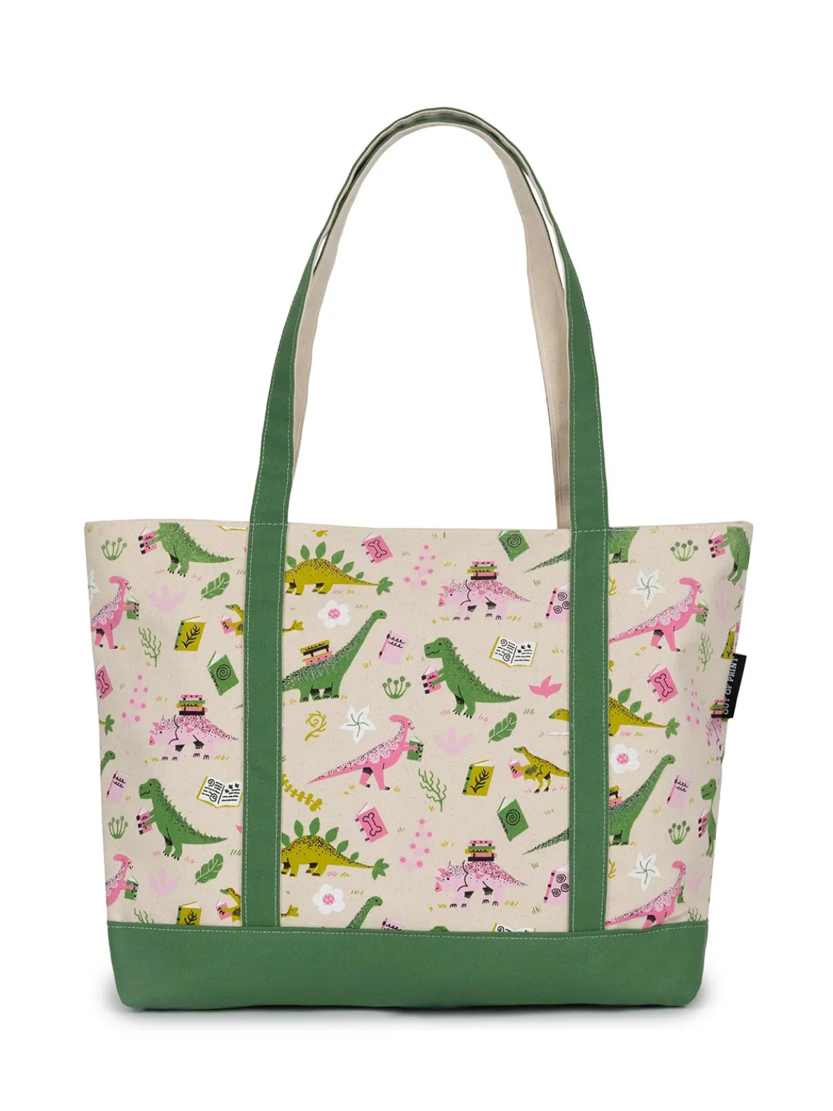 Dinosaur Reads large zippered tote