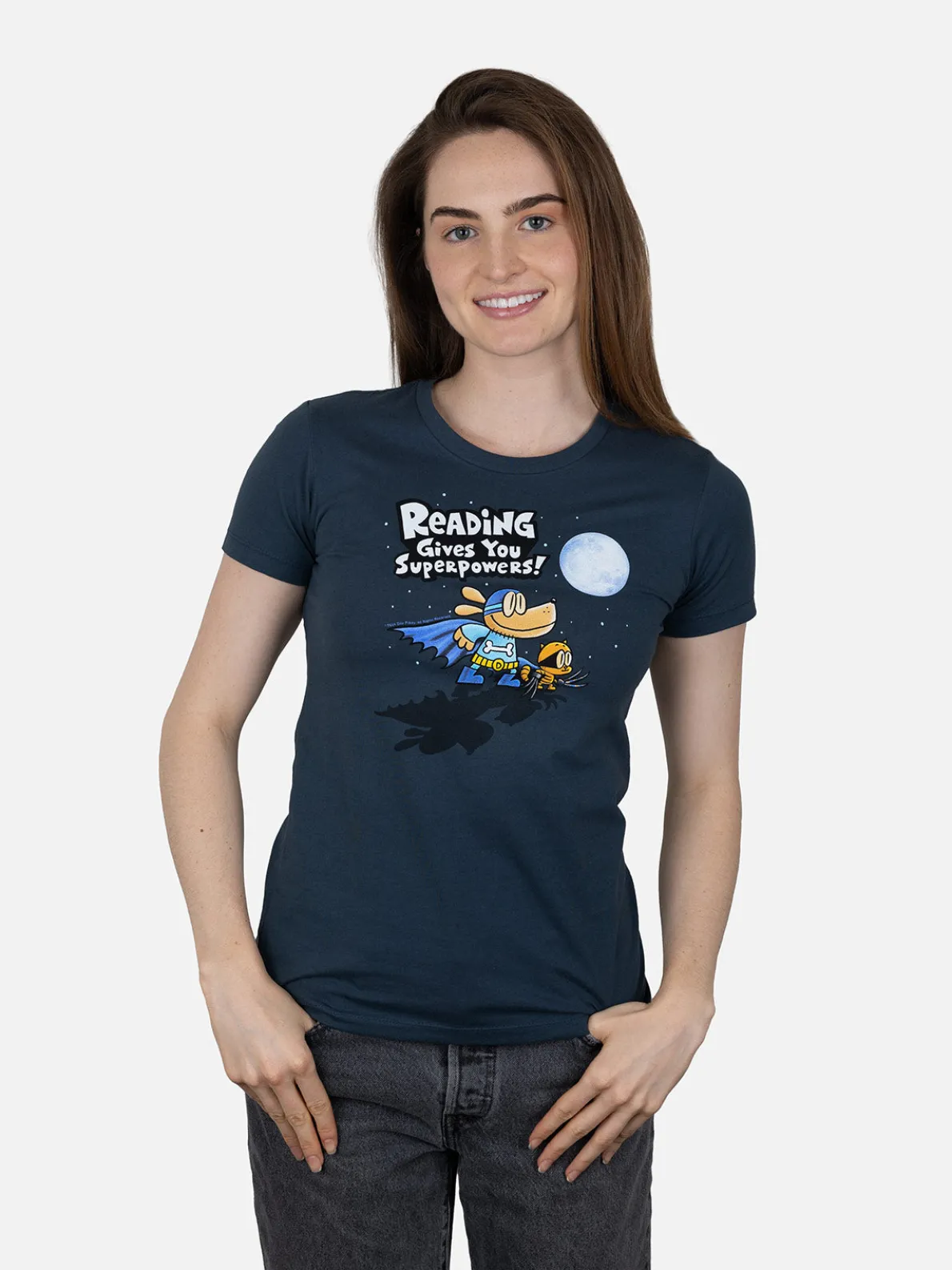 Dog Man: Reading Gives You Superpowers Women’s Crew T-Shirt