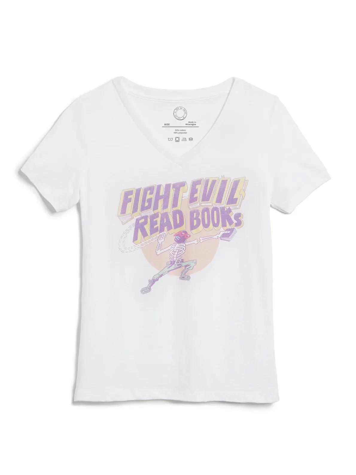 Fight Evil, Read Books 2025 Women’s V-Neck T-Shirt (Print Shop)