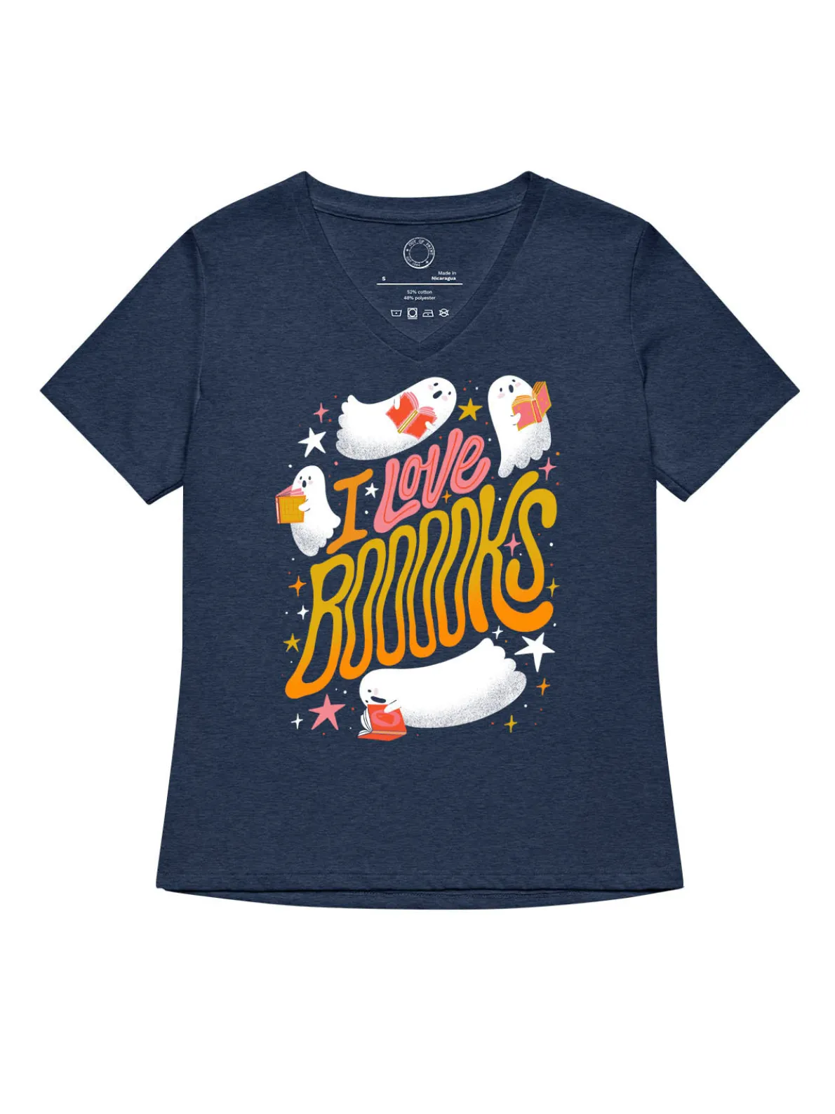 I Love Booooks Women's V-Neck T-Shirt (Print Shop)