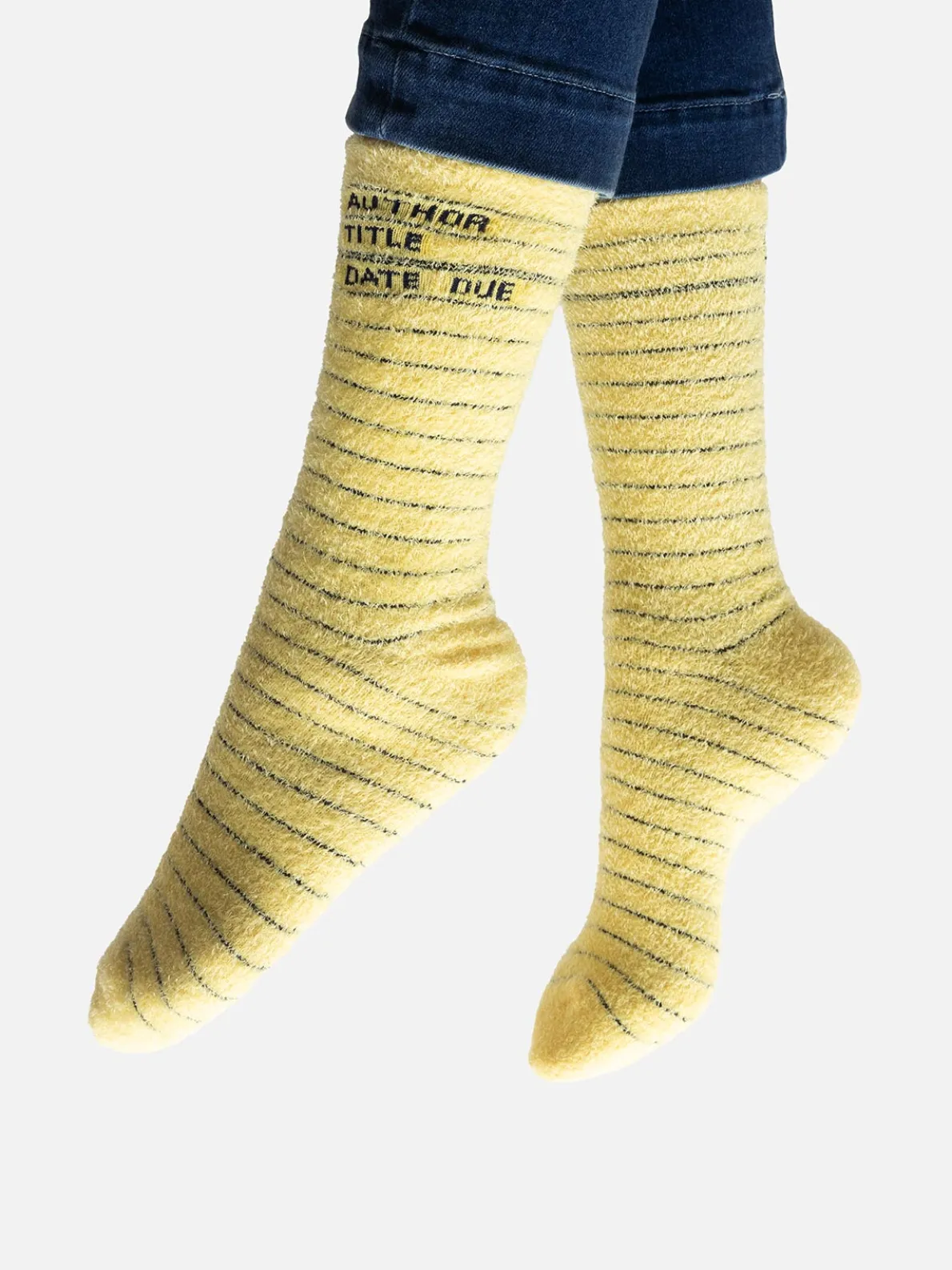 Library Card Yellow cozy socks