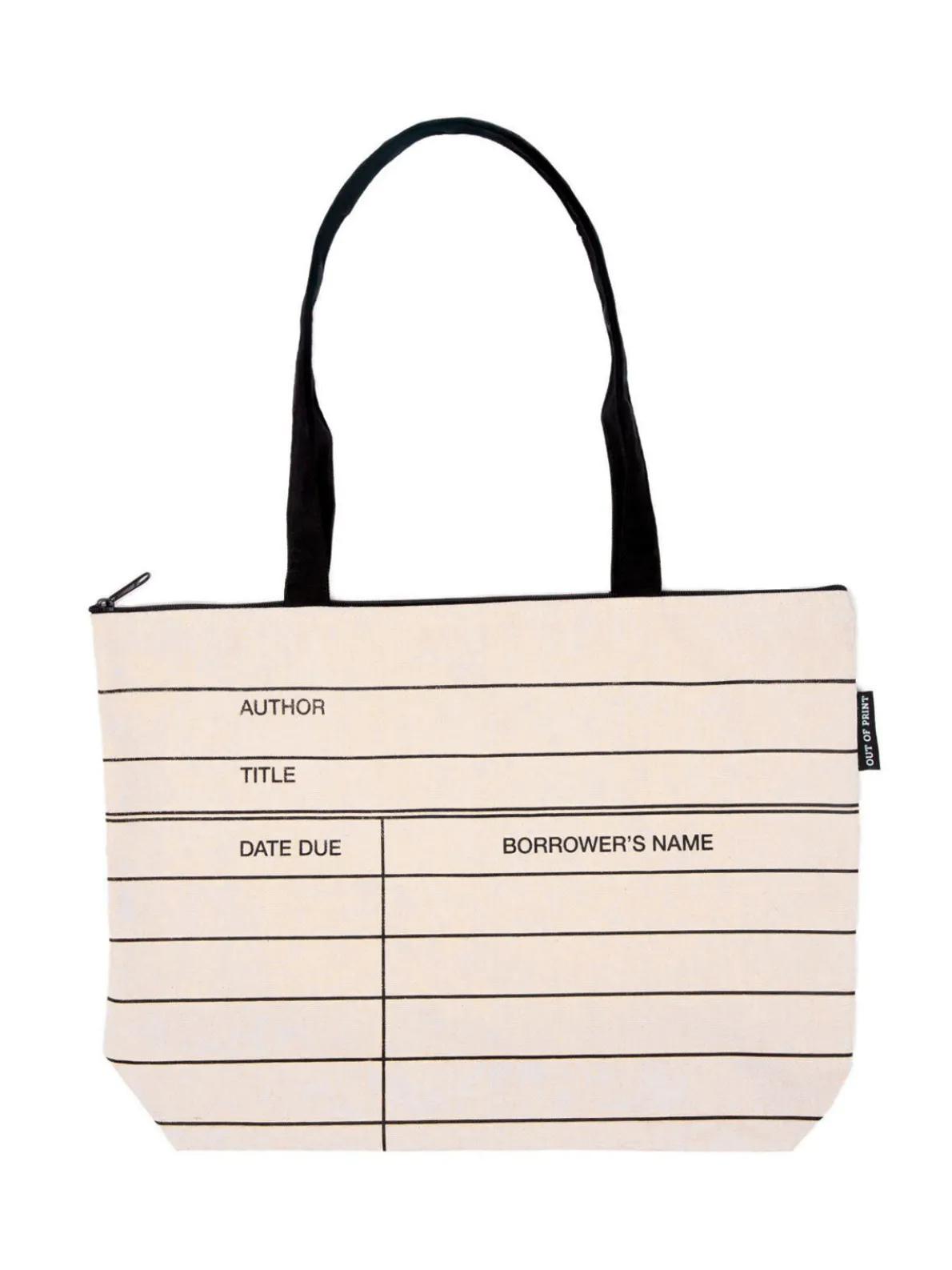 Library Card zippered market tote
