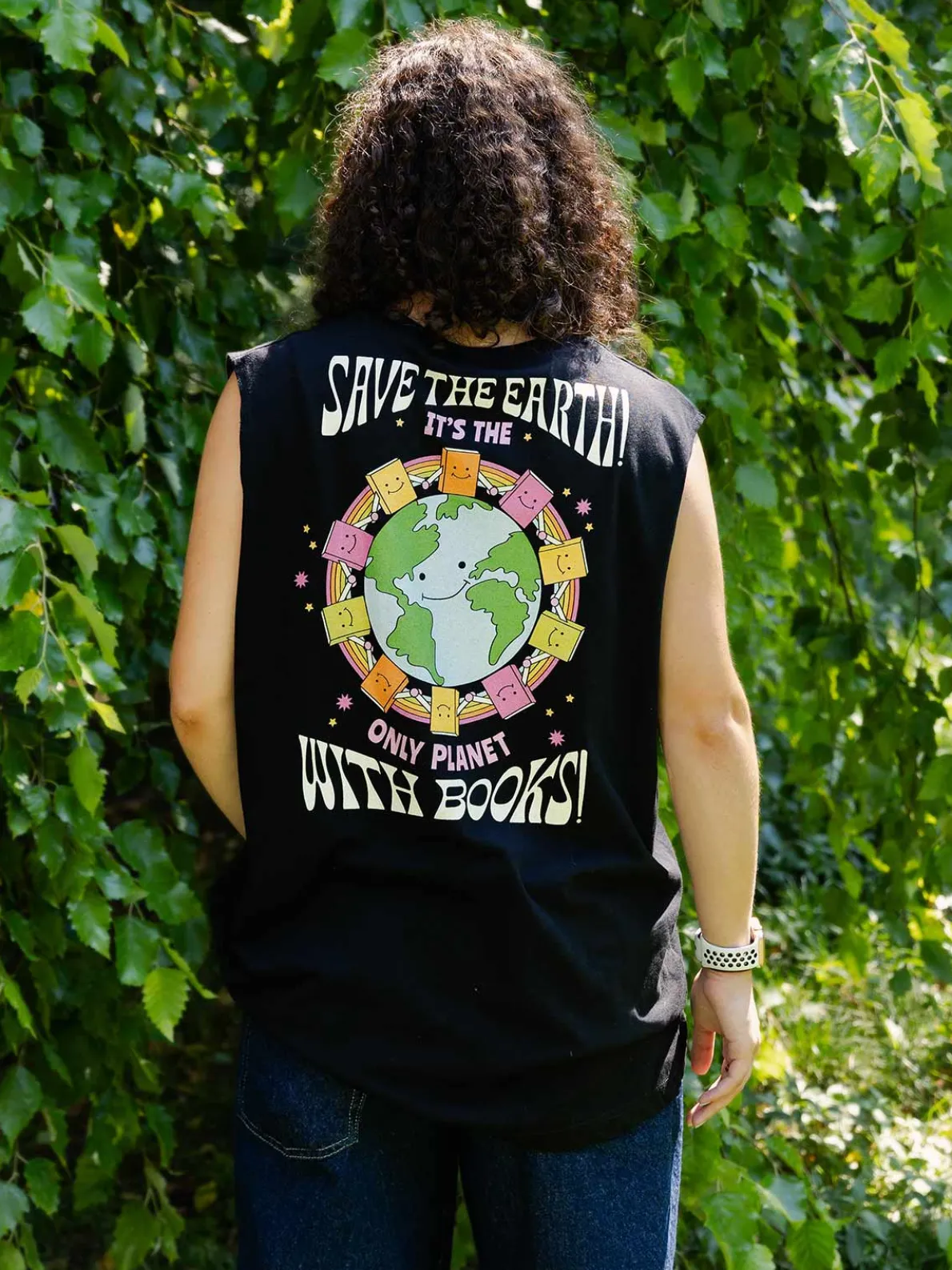 Only Planet with Books Unisex Tank Top (Print Shop)