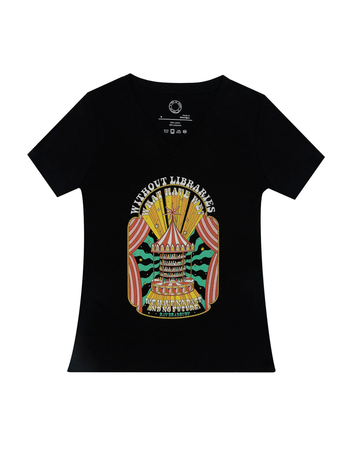 Ray Bradbury: Without Libraries Women's V-Neck T-Shirt (Print Shop)