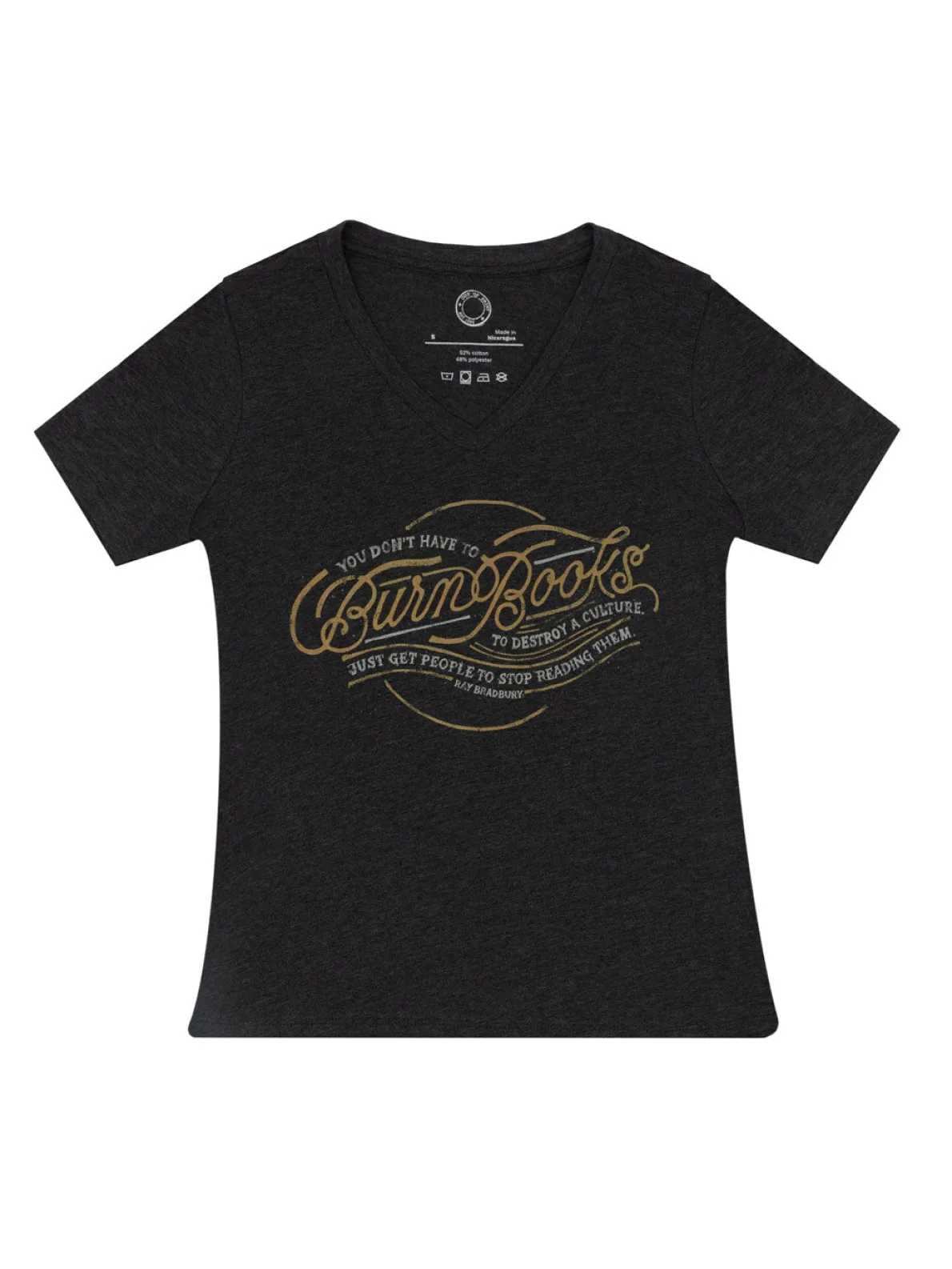 Ray Bradbury: You Don't Have to Burn Books Women's V-Neck T-Shirt (Print Shop)