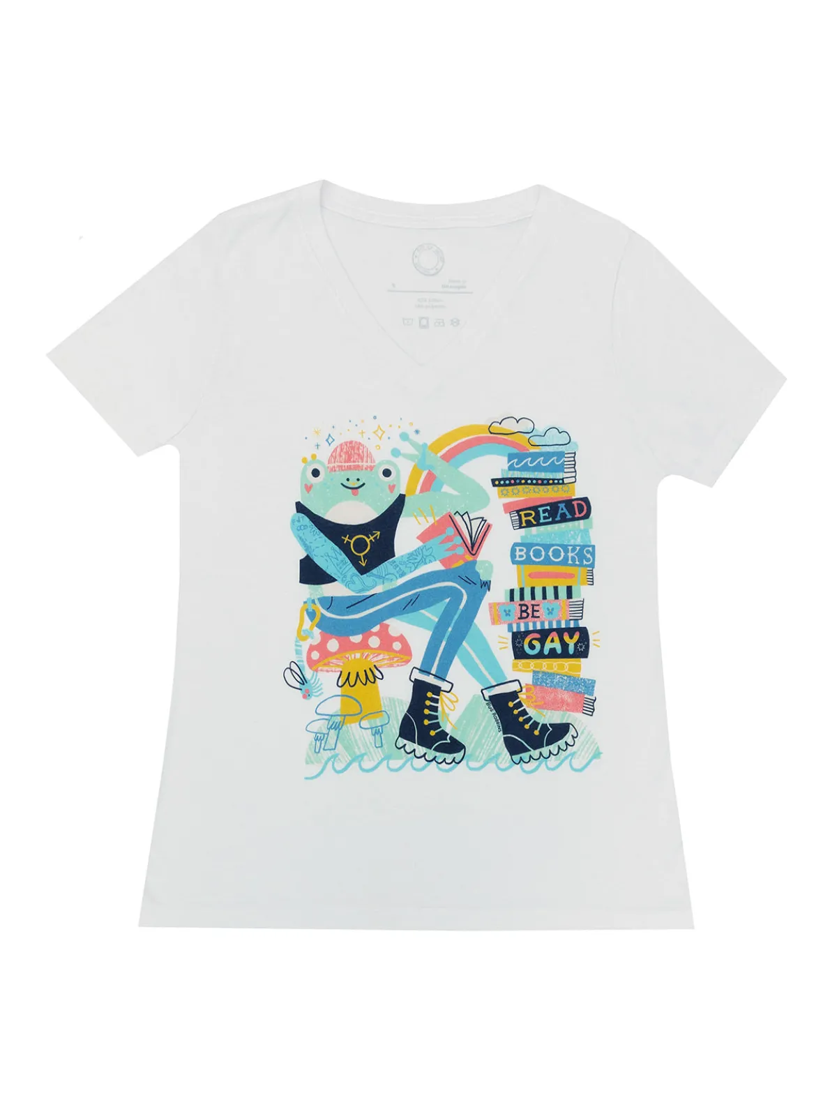 Read Books Be Gay Women's V-Neck T-Shirt (Print Shop)