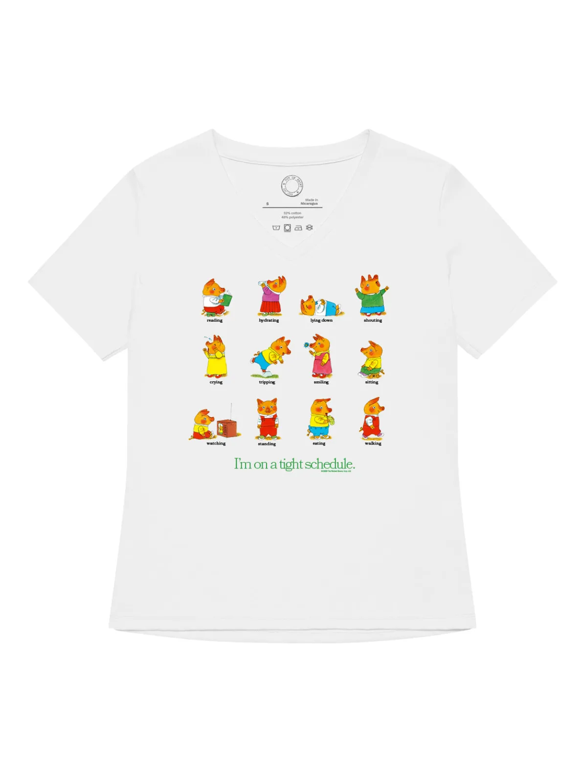 Richard Scarry: Tight Schedule Women's V-Neck T-Shirt (Print Shop)
