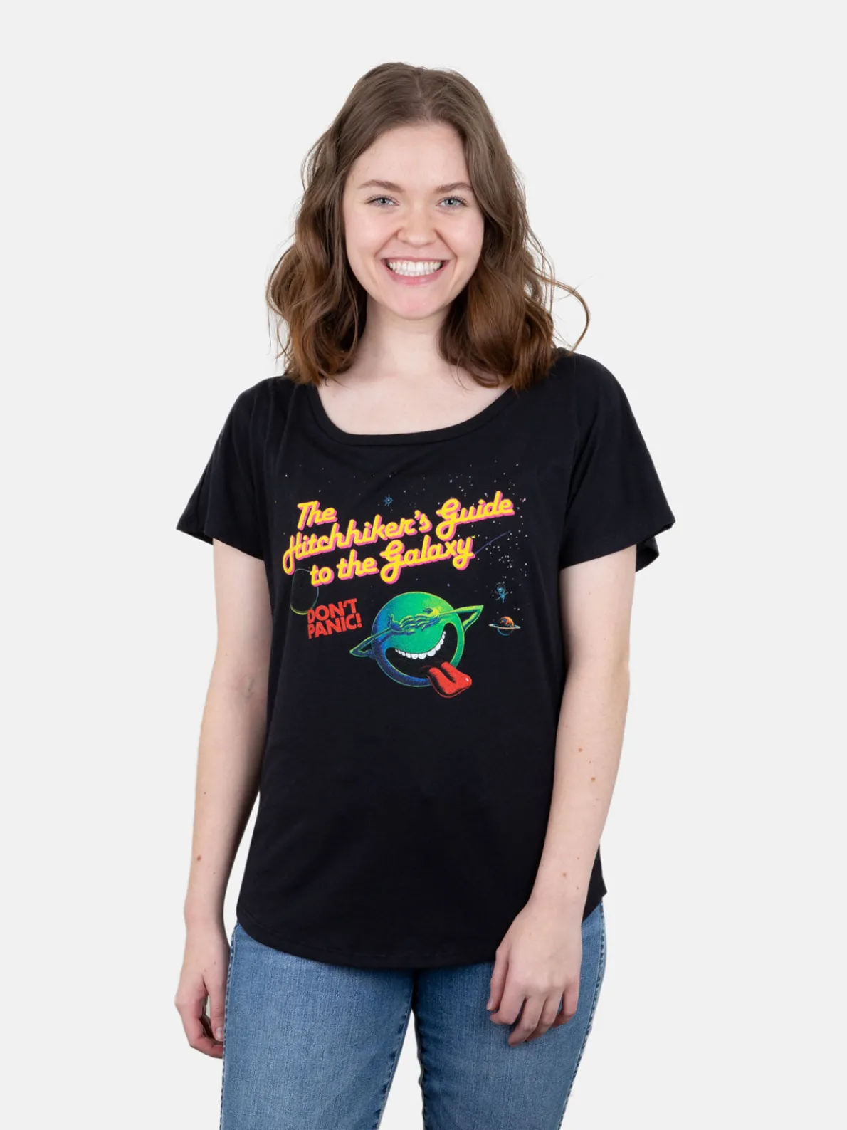 The Hitchhiker's Guide to the Galaxy Women’s (Black) Relaxed Fit T-Shirt