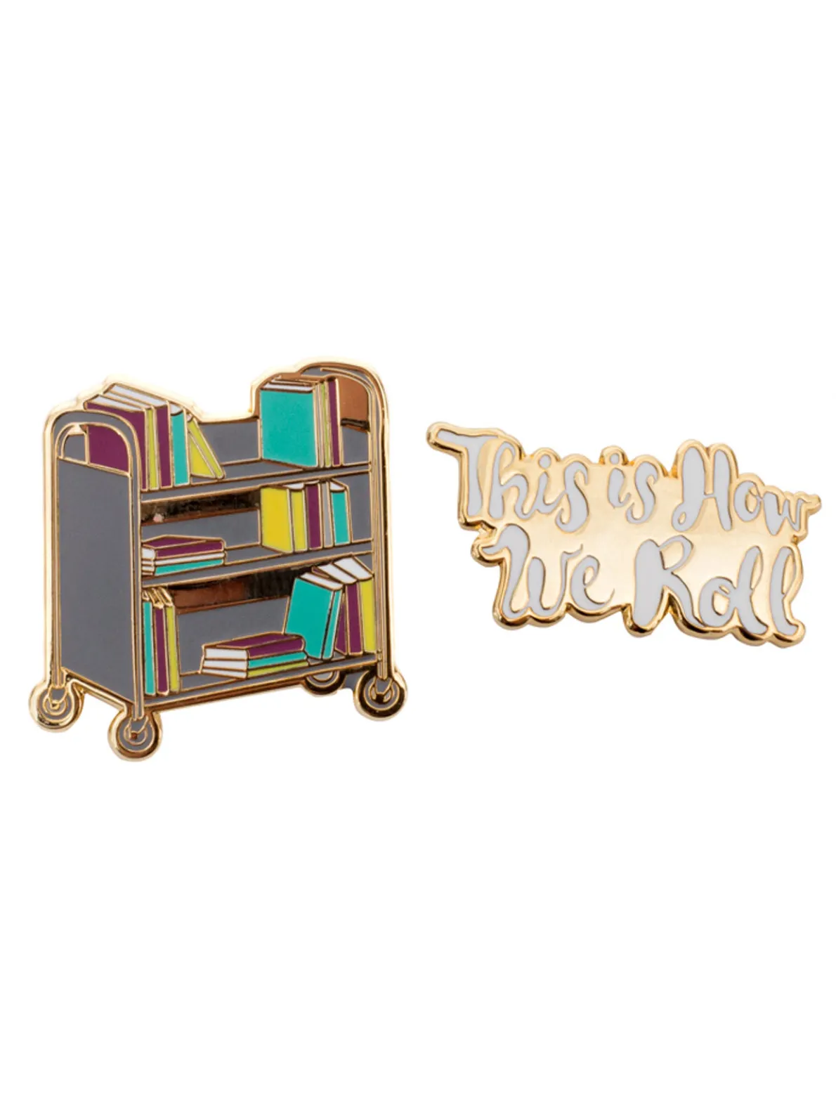 This is How We Roll Book Truck enamel pin set